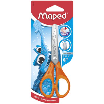 Tijera Escolar Mango Naranja 10 Cm