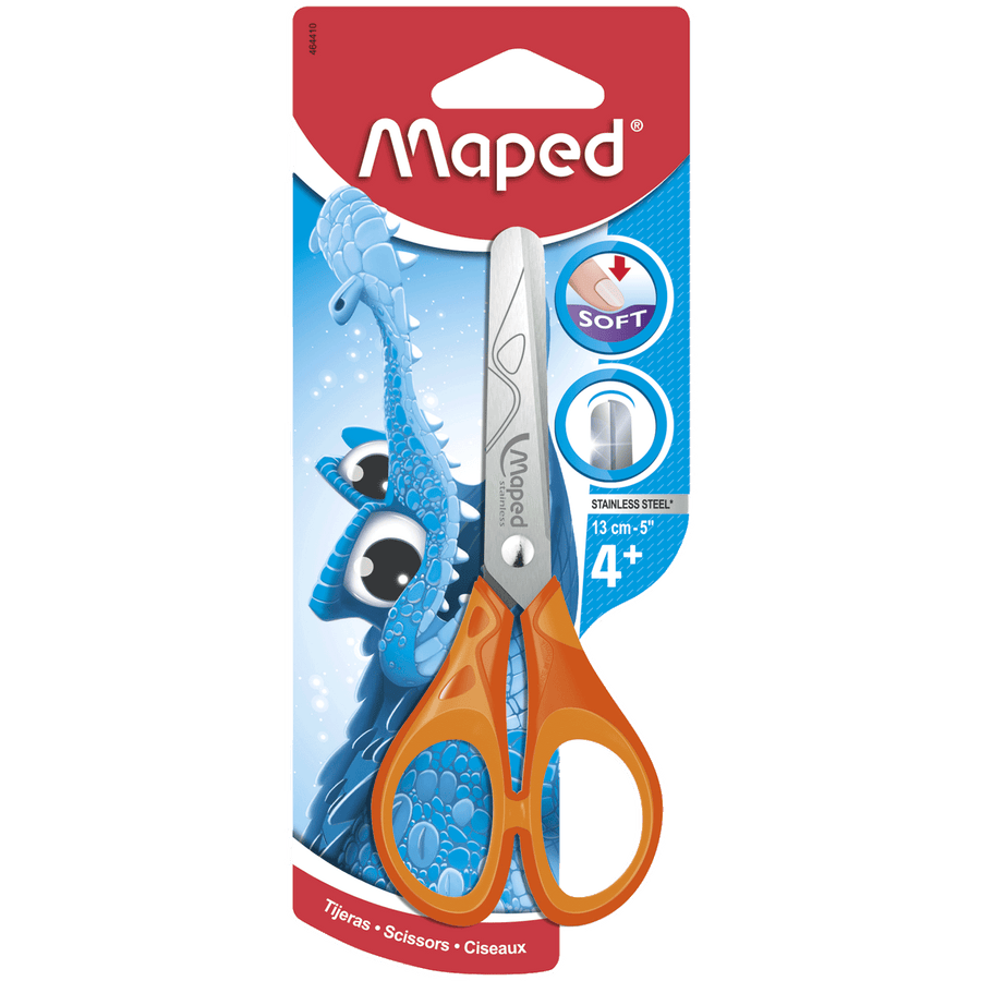 Tijera Escolar Mango Naranja 10 Cm